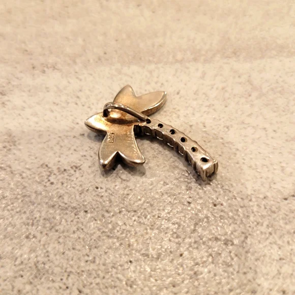 Silver Blue Opal Palm Tree Necklase 18" - Picture 5 of 5